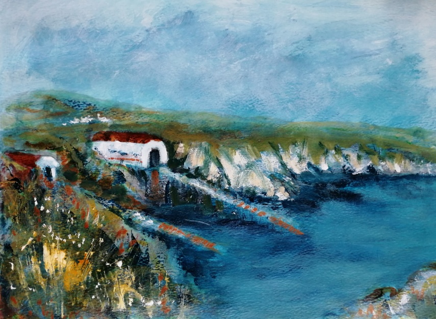 Blue sea and coastal cliffs